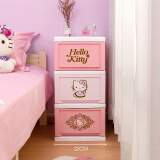 爱丽思（IRIS） 塑料柜 Kitty抽屉式收纳柜窄型爱丽丝卧室整理柜儿童玩具储物柜 三层粉/粉 【面宽32*42*65.2cm】