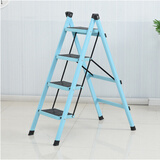 田门前 梯子家用折叠梯简易步梯加厚加宽室内人字梯小梯子登高凳洗车凳 浅蓝色 四 步梯
