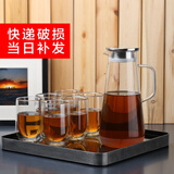 ORTOR玻璃双层透明水杯子玻璃水具套装大容量男女士家用待客办公 莫卡中号八件套（六杯1壶1托