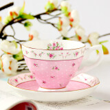 品来运陶瓷茶杯欧式骨瓷咖啡杯套装下午茶具创意英式红茶杯田园风情水杯 蕾丝玫瑰 杯碟勺