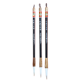 松鹤十大名笔善琏湖笔羊毫小长锋毛笔中号套装中峰加健兼毫书法楷书行书草书小篆魏碑赵孟頫专业 大中小三支(简包装，送笔帘)