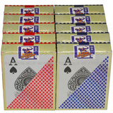 彤乐（Tongle） 德州扑克专用牌塑料大字PVC磨砂防水扑克牌老人大字体10副装 满背777红蓝各5副