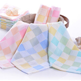 拉米奇骐 【5条装】婴儿口水巾小方巾儿童手帕洗脸洗澡毛巾宝宝手绢纱布巾纯棉围嘴新生儿用品 5条装 格子方巾