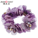 张太太韩版发饰时尚发圈头绳头花扎头发皮筋马尾绳发绳头饰 水墨串珠2号花色