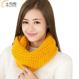 士丹熊围脖 围巾女冬季韩版女士冬天加厚保暖套头 韩版脖套毛线围巾 姜黄色