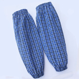 畅印 棉袖套装劳保电焊工业工作护袖男女长款加厚防污手臂套袖 棉麻中长款薄款蓝格 5双