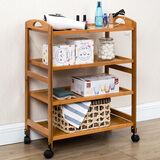 九夫人楠竹厨房置物架可移动带轮子餐车落地多层架储物架整理收纳架子