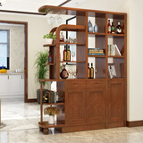 迈林（MaiLin）酒柜 实木玄关柜中式双面隔断柜客厅门厅柜现代简约屏风储物柜 胡桃色 1.2米