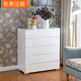 卡伊曼(KAYIMAN)五斗柜 现代简约实木卧室客厅组装抽屉柜子烤漆 白色储物柜 800×400×900经典尺寸