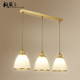 格蕴美式餐厅吊灯三头北欧现代简约创意复古田园个性吧台餐桌饭厅灯具 3头直盘 土豪金*三色全光谱护眼