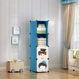 年轻时代（NQSD）组合式简易衣柜婴儿DIY组装魔片衣橱折叠便携式卡通衣柜加深钢架收纳柜储物柜 加深4格