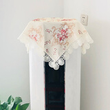 巧林儿 圆形方形柜机空调布盖布床头柜盖布罩布艺遮灰布冰箱盖布防尘布 王妃花园咖色 90*90cm