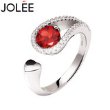 JOLEE戒指女S925银彩宝酒红石榴石均码指环时尚饰品送女生新年礼物