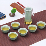 豹霖 茶具套装陶瓷玻璃耐热红茶茶具茶杯套装 整套功夫茶具花茶壶冲茶泡茶器青花瓷 汝窑粉青（7件套） 自用安全包装