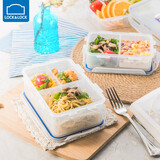 乐扣乐扣塑料保鲜盒饭盒微波炉碗分隔密封盒便当储物盒餐盒水果保鲜盒 长方形【800ml】三分隔