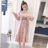 奥蜜雪 韩版睡裙女秋季纯棉长袖新品睡衣女士春秋冬可爱卡通宽松家居服 Q-0009 行李箱 2XL 【推荐130斤-145斤】