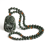 涵怡 珠宝和田玉麒麟玉坠男玉石貔貅吊坠男士个性佛珠项链挂饰潮女 和田玉链子＋和田玉麒麟吊坠