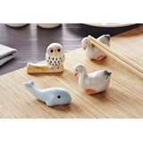 欧科弘日式陶瓷筷子架筷架筷枕托 家用厨房餐桌筷子托汤匙托创意小摆件 灰鹅6只