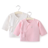 盛哲卡婴儿衣服0-3个月新生儿上衣夹棉保暖内衣长袖 粉色+白色（2件装） 52码（反袖口）