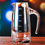 KBOX水晶玻璃带把白酒刻度分酒器壶 红酒醒酒器倒酒壶公道杯量酒杯 直身500ml超大号（带刻度） 500ml