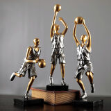 集思美 北欧现代装饰摆件创意篮球运动人物客厅办公室书柜电视柜工艺品 古银色一套