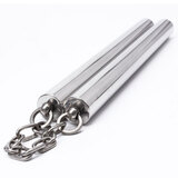 龙动力 不锈钢双节棍 表演双截棍 李小龙训练二节棍 实战防身棍 圆头300克 链长19有声