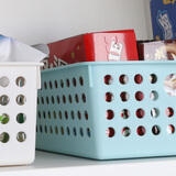 茶花（CHAHUA）茶花圆点收纳筐蔬菜水果筐果蔬收纳整理筐多功能滤水筐文具框 蓝色 【M号17.5*30*11cm】2897