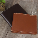 风泊手工 真皮短款休闲钱包 头层牛皮钱包手工钱夹男士皮夹新款刻字钱包 放驾驶证皮夹 diy自制钱包 定制可选色