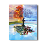 史历克 数字油画diy填色油画 树木的四季现代简约减压手工涂色画 FZ-801 40*50cm 彩布(要自己涂色)