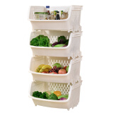 百露厨房置物架落地多层果蔬菜架用品放装菜篮子物储筐收纳架家用大全 白色四层