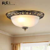 格蕴美式古铜吸顶灯圆形欧式风格卧室书房灯云雾灯罩阳台过道灯饰灯具 青古铜色50CM*全光谱护眼