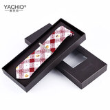 雅西欧 韩版窄版男士领带5cm棉质时尚个性花色潮领带男礼盒 清新素格-红5cm