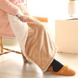 合雨（heyu）小毛毯双层加厚秋冬季办公室午睡盖腿毯子法兰绒膝盖毯学生儿童毯 浅驼色 70*100cm-双层加厚