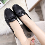 夜雨（NightRain）春秋款妈妈鞋真皮单鞋中跟软底防滑中年坡跟老人中老年人女鞋皮鞋 黑色1721-5蝴蝶结单鞋 37 (235mm) 脚胖脚宽 拍大一码