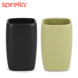 丝普瑞（SPIRELLA） 瑞士品牌SPIRELLA陶瓷洗漱杯两件套情侣牙刷杯创意牙缸对杯 RETRO哑光两件套1黑+1绿