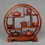 悠闲德财花梨实木小博古架紫砂茶壶摆放架茶具收纳展示架中式多宝阁置物架 40#圆形博古架40*13*41CM