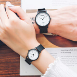 【免费刻字】情侣手表一对学生韩版简约潮流个性初中生ulzzang学院风手表女士森系小清新原宿风小表盘 一对 L019B 白底黑