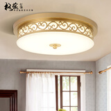 格蕴 美式吸顶灯阳台玄关主卧室灯房间灯复古客厅灯欧式田园LED吸顶灯 金色40CM*三色变光