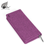 cai男士长款卡包多功能休闲钱包防泼水手拿包零钱夹 品红(可放进iphone6s plus)