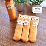 欣伊（xinyi）双层针织桌椅脚套防滑防噪音茶几家具凳子椅子保护套防滑套保护垫 桔色(16支装)