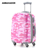 ambassador大使拉杆箱万向轮迷彩士行李箱包ABS箱个性军旅款登机箱 粉红迷彩 25英寸<