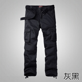 MATCH麻吉 工装裤男宽松纯棉裤子男冬季户外多口袋直筒休闲裤长裤6531 灰黑 3XL
