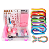 JUYA 俊雅衍纸工具套装完整工具套装共25件手工工具配电动衍纸笔送大工具盒+线稿图送教程可选含衍纸 粉色940条衍纸(盒子扣子为蓝色) 衍纸宽度5mm