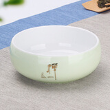 豹霖茶洗青瓷翡翠绿禅字陶瓷茶洗大号水洗笔洗功夫茶具茶道配件汝窑 【直径15.5cm】茶洗-梅子青-年年有鱼