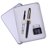 优尚（OASO）S16男女钢笔商务礼盒装男士办公练字墨水笔学生钢笔双笔尖礼品财务笔 免费刻字定 双笔尖黑色金夹（0.38mm+0.5mm）