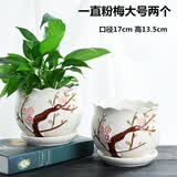仟尚亿随机八个花盆陶瓷批发带托盘家用绿萝创意简约多肉植物小多肉花盆 一支粉梅大号两个（带托盘） 【破损包赔-有问题联系客服处理】
