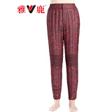 雅鹿中年老年羽绒裤女内胆冬季鸭绒弹力高腰裤内穿裤子 紫色菊花（膝部有盖） 2XL (175)