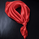 杭丝路真丝丝巾女纯色桑蚕丝小方巾围巾女百搭纱巾防晒领巾生日礼物 大红色-纯色（52*52cm)
