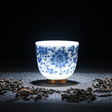 京隆堂珐琅彩陶瓷茶具小茶杯内白功夫茶具茶杯品茗个人单杯 花枝招展直口杯