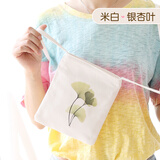 雨凡帆布包斜挎包女学生小清新简约可爱迷你小包单肩包手机包2026新款 米白-银杏叶